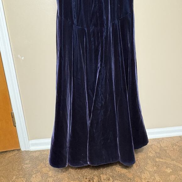 Vintage Victor Costa Velvet Dark Blue Gown Spaghetti Strap Maxi Dress Size 6 USA - Picture 8 of 16